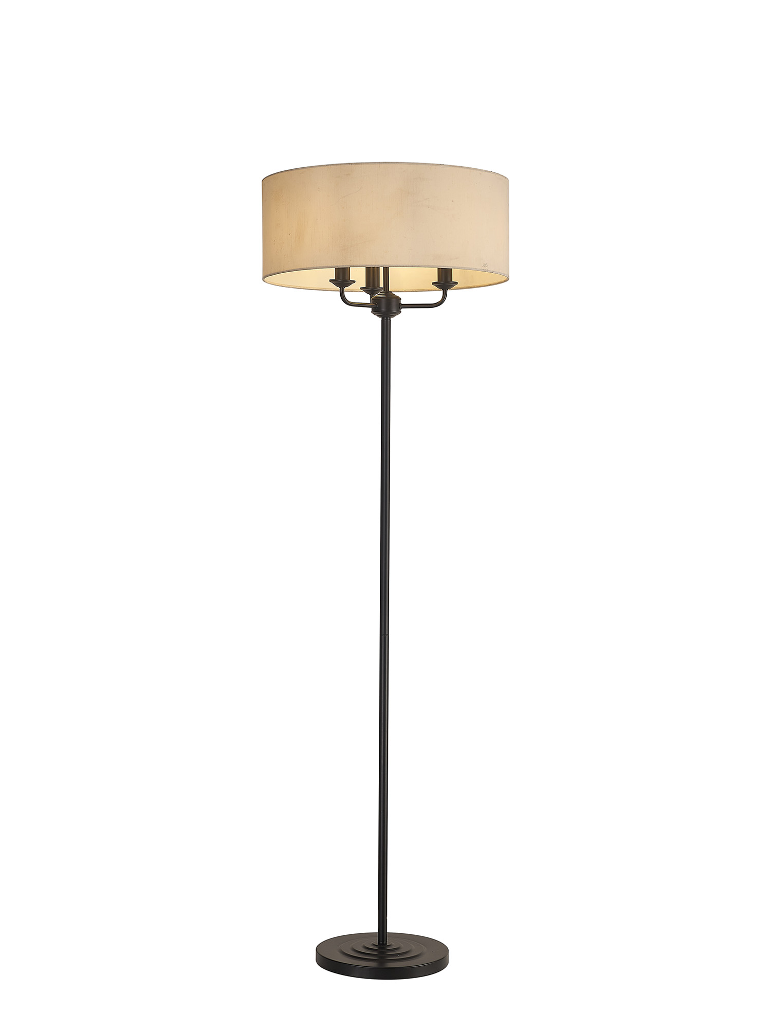 DK1067  Banyan 45cm 3 Light Floor Lamp Matt Black, Ivory Pearl